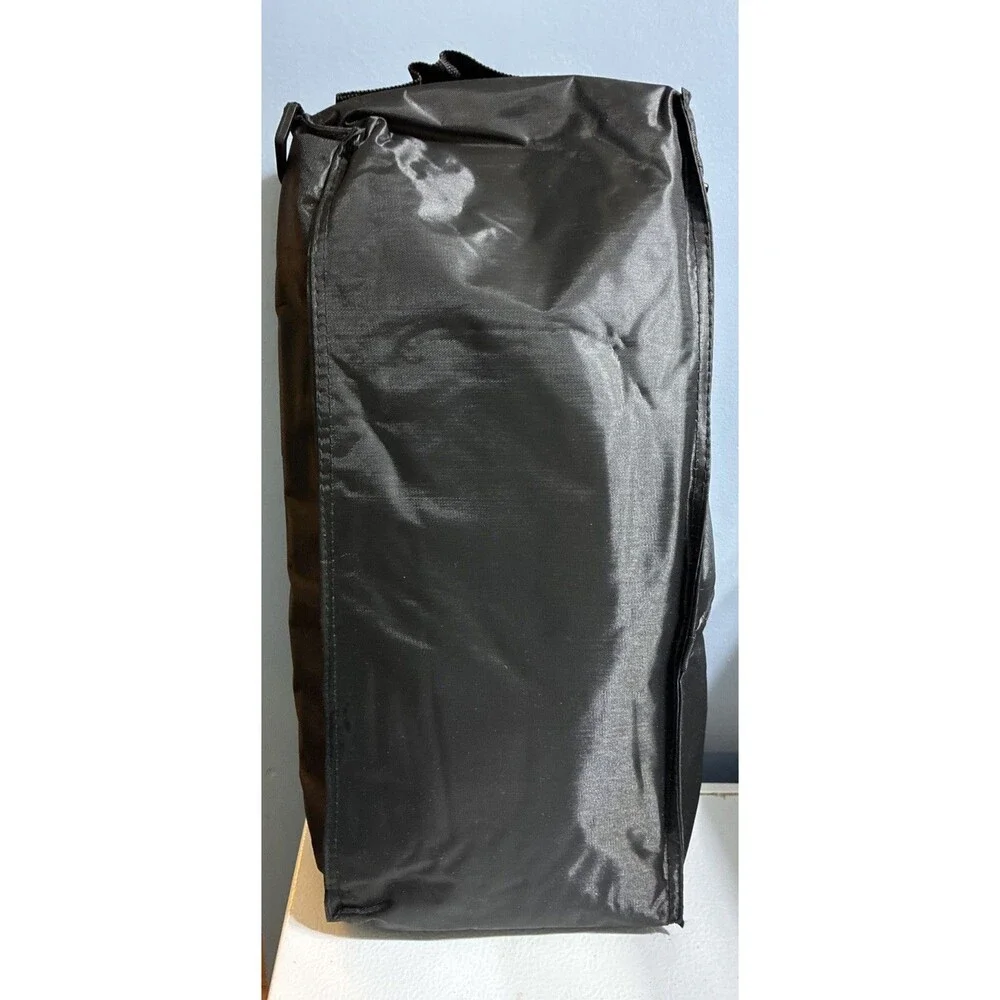 Insulated Food Bag Travel Food Tote Black Soft W/ Adjustable Strap Cold Packs L